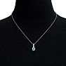 1 1/3 Carat Oval Shape Blue Topaz and Diamond Necklace In 14 Karat White Gold, 18 Inches Image-6