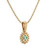 1 1/3 Carat Oval Shape Blue Topaz and Diamond Necklace In 14 Karat Yellow Gold, 18 Inches Image-4