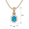 1 1/3 Carat Oval Shape Blue Topaz and Diamond Necklace In 14 Karat Yellow Gold, 18 Inches Image-5