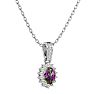 1 Carat Oval Shape Mystic Topaz Necklace With Diamond Halo In 14 Karat White Gold, 18 Inches Image-2