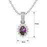 1 Carat Oval Shape Mystic Topaz Necklace With Diamond Halo In 14 Karat White Gold, 18 Inches Image-5