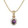 1 Carat Oval Shape Mystic Topaz Necklace With Diamond Halo In 14 Karat Yellow Gold, 18 Inches Image-1