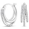 1/2 Carat Triple Diamond Hoop Earrings In Platinum Overlay Image-1