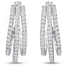 1/2 Carat Triple Diamond Hoop Earrings In Platinum Overlay Image-2