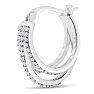 1/2 Carat Triple Diamond Hoop Earrings In Platinum Overlay Image-4