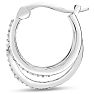 1/2 Carat Triple Diamond Hoop Earrings In Platinum Overlay Image-5