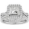 1 1/4 Carat Princess Shape Diamond Bridal Set In 14 Karat White Gold Image-1