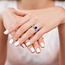 1 Carat Oval Shape Sapphire and Halo Diamond Vintage Ring In 1.4 Karat Gold™ Image-6