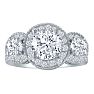 2 3/4 Carat Halo Three Diamond Ring in 14k White Gold Image-1
