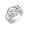 2 3/4 Carat Halo Three Diamond Ring in 14k White Gold Image-2