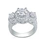 2 3/4 Carat Halo Three Diamond Ring in 14k White Gold Image-3