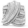 1 Carat Baguette and Round Colorless Diamond Swirl Band Ring In Sterling Silver.  This Ring Is Huge & Amazing! Image-1