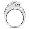 1 Carat Baguette and Round Colorless Diamond Swirl Band Ring In Sterling Silver.  This Ring Is Huge & Amazing! Image-3