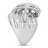 1 Carat Baguette and Round Colorless Diamond Swirl Band Ring In Sterling Silver.  This Ring Is Huge & Amazing! Image-4
