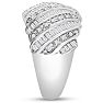 1 Carat Baguette and Round Colorless Diamond Dome Band Ring In Sterling Silver. Brand New Amazing Ring! Image-4