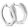 1 Carat Baguette and Round Colorless Diamond Swirl Hoop Earrings In Sterling Silver. These Are Fabulous New Earrings! Image-2