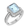 Aquamarine Ring: Aquamarine Jewelry: 2 1/2 Carat Antique Style Aquamarine and Diamond Ring in 14 Karat White Gold Image-2