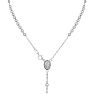 Sterling Silver Rosary Cross Necklace With Y Strand on 4mm Ball Chain, 18 Inches Image-3