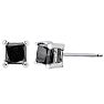 1/2 Carat Princess Cut Black Diamond Stud Earrings In Sterling Silver Image-1