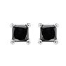 1/2 Carat Princess Cut Black Diamond Stud Earrings In Sterling Silver Image-2