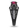 2 Carat Heart Shape Ruby and Diamond Ring With Skulls In Black Rhodium Image-4