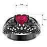 2 Carat Heart Shape Ruby and Diamond Ring With Skulls In Black Rhodium Image-5