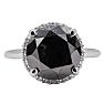 One of a Kind 4 1/2 Carat Halo Diamond Engagement Ring With 4.42 Carat Black Diamond Center In 14K White Gold Image-1