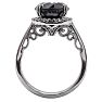 One of a Kind 4 1/2 Carat Halo Diamond Engagement Ring With 4.42 Carat Black Diamond Center In 14K White Gold Image-3