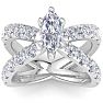 3 1/5 Carat Marquise Diamond Engagement Ring In 14K White Gold Image-1