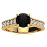 1 1/2 Carat Round Shape Black Moissanite Engagement Ring In 14 Karat Yellow Gold Image-1