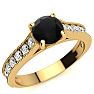 1 1/2 Carat Round Shape Black Moissanite Engagement Ring In 14 Karat Yellow Gold Image-2