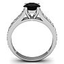 1 1/2 Carat Round Shape Black Moissanite Engagement Ring In 14 Karat White Gold Image-4