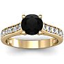 1 1/2 Carat Round Shape Black Moissanite Engagement Ring In 14 Karat Yellow Gold Image-1