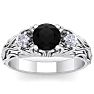 1 1/4 Carat Round Shape Black Moissanite Intricate Vine Engagement Ring In 14 Karat White Gold Image-1