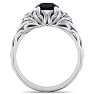 1 1/4 Carat Round Shape Black Moissanite Intricate Vine Engagement Ring In 14 Karat White Gold Image-3