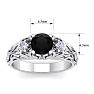 1 1/4 Carat Round Shape Black Moissanite Intricate Vine Engagement Ring In 14 Karat White Gold Image-5