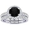 2 Carat Round Black Moissanite Halo Bridal Set In 14 Karat White Gold Image-1