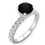 1 1/2 Carat Round Shape Hidden Halo Black Moissanite Engagement Ring In 14 Karat White Gold Image-1