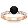 1 1/2 Carat Round Shape Hidden Halo Black Moissanite Engagement Ring In 14 Karat Rose Gold Image-2
