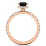 1 1/2 Carat Round Shape Hidden Halo Black Moissanite Engagement Ring In 14 Karat Rose Gold Image-3