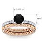 1 1/2 Carat Round Shape Black Moissanite Bridal Set In Quilted 14 Karat White and Rose Gold Image-5