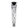 1 Carat Round Black Moissanite Solitaire Intricate Vine Engagement Ring In 14 Karat White Gold Image-4