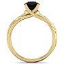 1 Carat Round Black Moissanite Solitaire Intricate Vine Engagement Ring In 14 Karat Yellow Gold Image-3