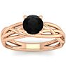 1 Carat Round Black Moissanite Solitaire Intricate Vine Engagement Ring In 14 Karat Rose Gold Image-1