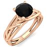 1 Carat Round Black Moissanite Solitaire Intricate Vine Engagement Ring In 14 Karat Rose Gold Image-2
