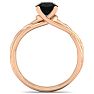 1 Carat Round Black Moissanite Solitaire Intricate Vine Engagement Ring In 14 Karat Rose Gold Image-3