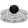 3 1/2 Carat Round Black Moissanite Bridal Set In 14 Karat White Gold Image-1