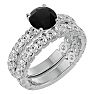 3 1/2 Carat Round Black Moissanite Bridal Set In 14 Karat White Gold Image-2