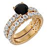 3 1/2 Carat Round Black Moissanite Bridal Set In 14 Karat Yellow Gold Image-2