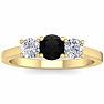 1 Carat Black Moissanite Three Stone Ring In 14 Karat Yellow Gold Image-1